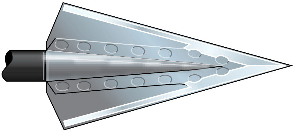 Illustration of a fixed-blade broadhead. 