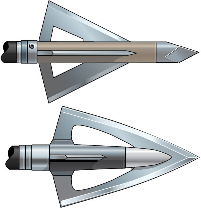 Illustration of replaceable broadheads. 