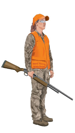 Illustration of trail carry with shotgun.