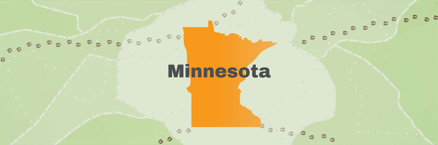 Map showing the state of Minnesota, take the MN hunter education course concept.