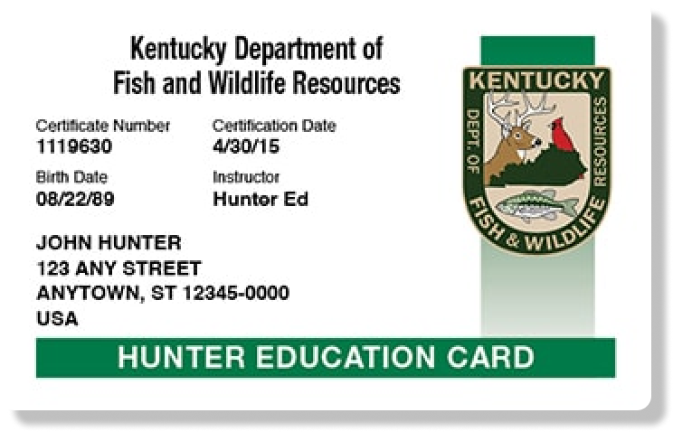 Image of Kentucky hunter education card