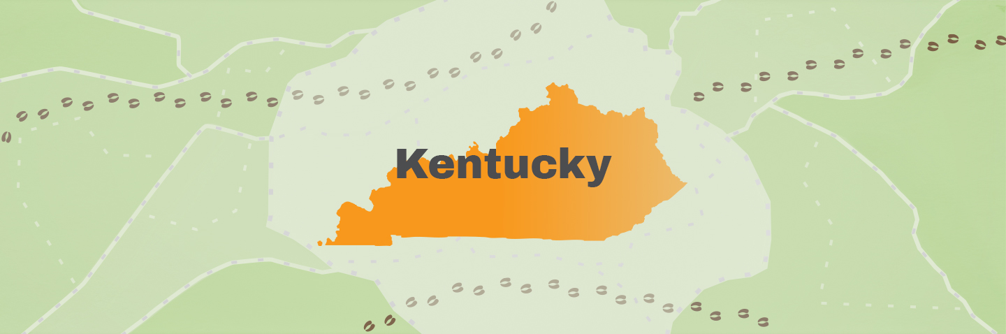 Map showing the state of Kentucky, take the hunter education course KY concept.