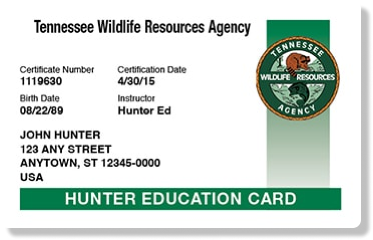 Tennessee hunter education card