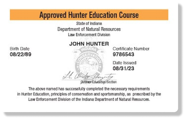 Image of the Indiana hunter education card