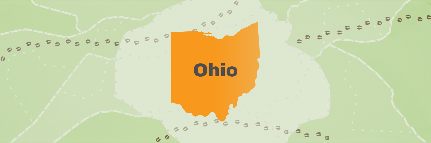 Map showing state of Ohio, get your Ohio hunter education certificate concept. 