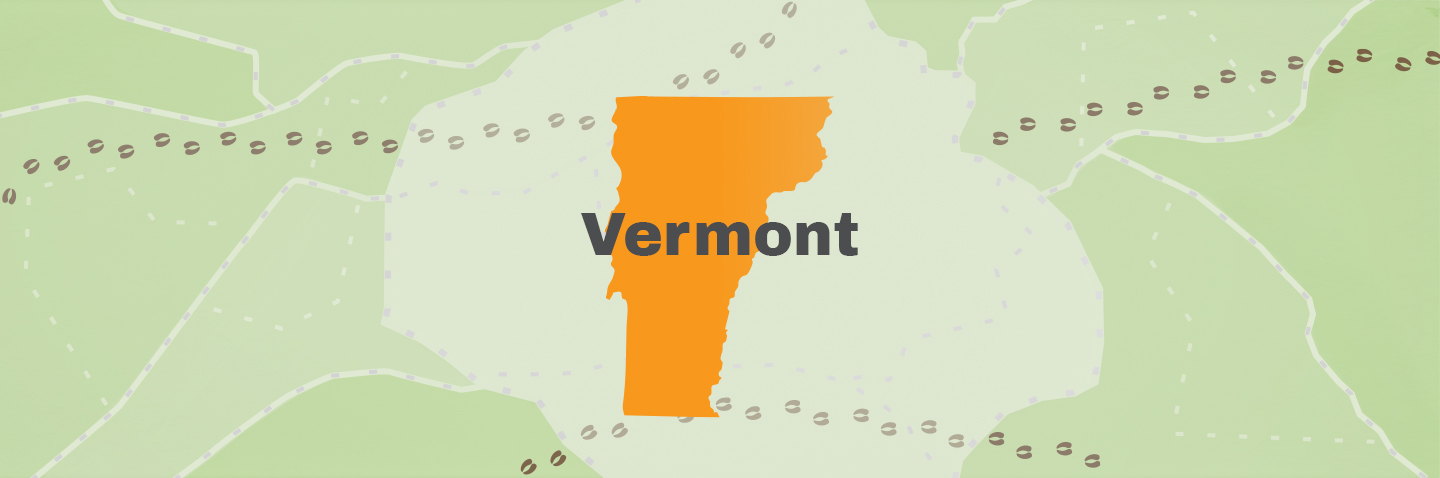 Map showing state of Vermont, take the Vermont hunter education course concept. 