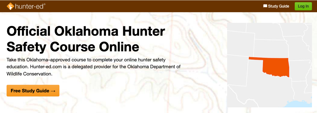 Hunter-Ed page for the Oklahoma hunter safety course study guide.