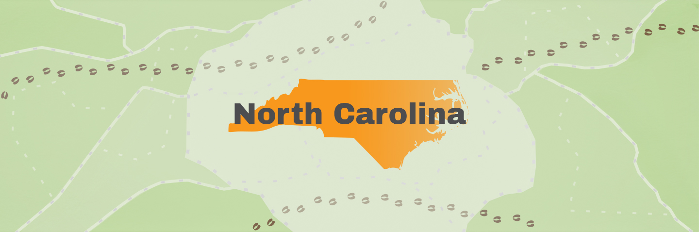 Map showing state North Carolina, take North Carolina hunter education concept.